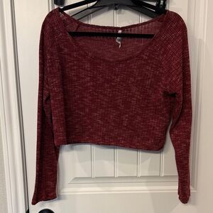 Wallflower Burgundy Long Sleeve Crop Top